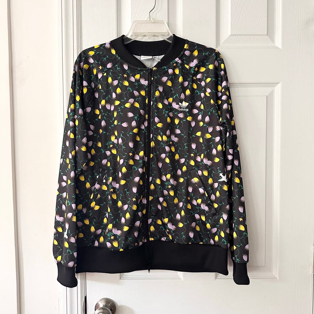 Adidas AOP All Over Print Black Yellow Purple Tulip Full Zip Track Jacket XL